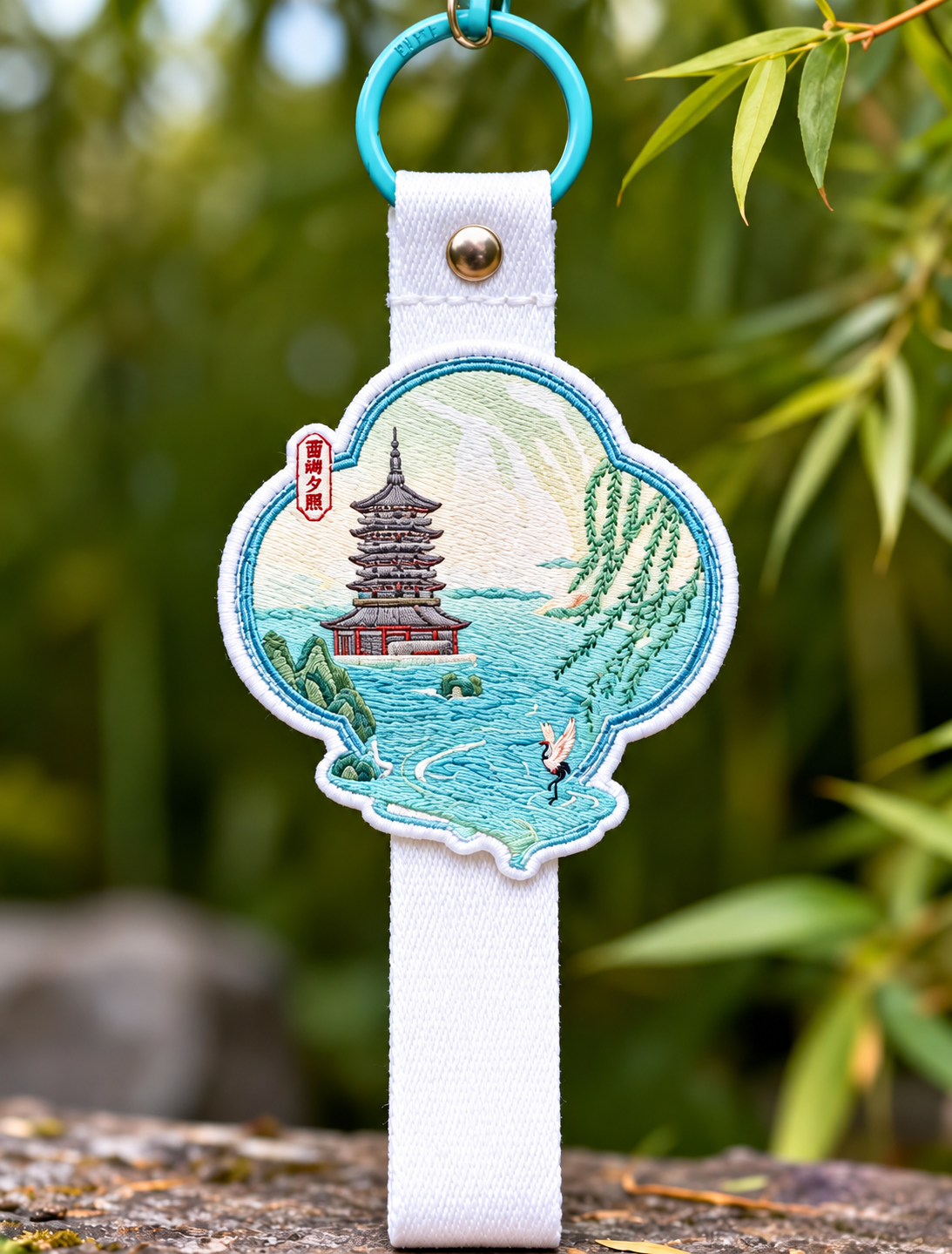Embroidered West Lake Pagoda cultural charm