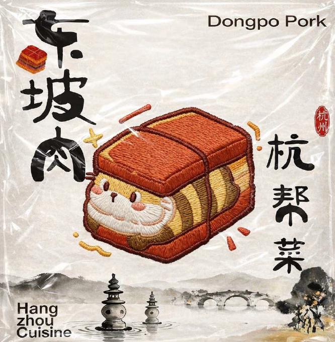 Chinese culinary inspired embroidered patch